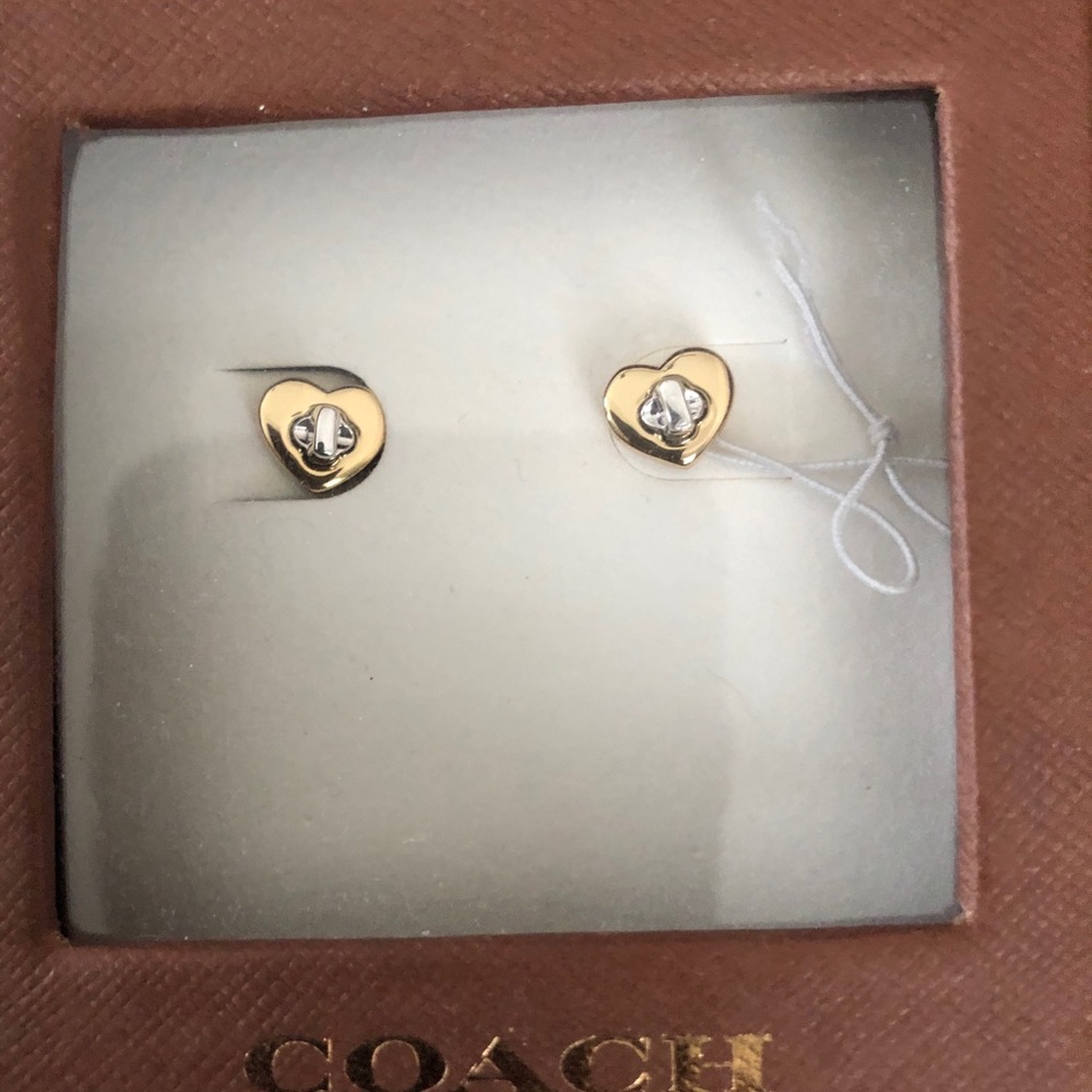 Coach Turnlock Heart Earrings